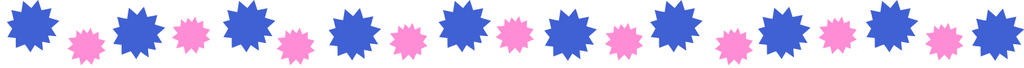A horizontal border of blue and pink star shapes