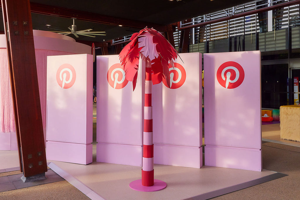 One of our giant paper palm trees on display at the Pinterest Booth