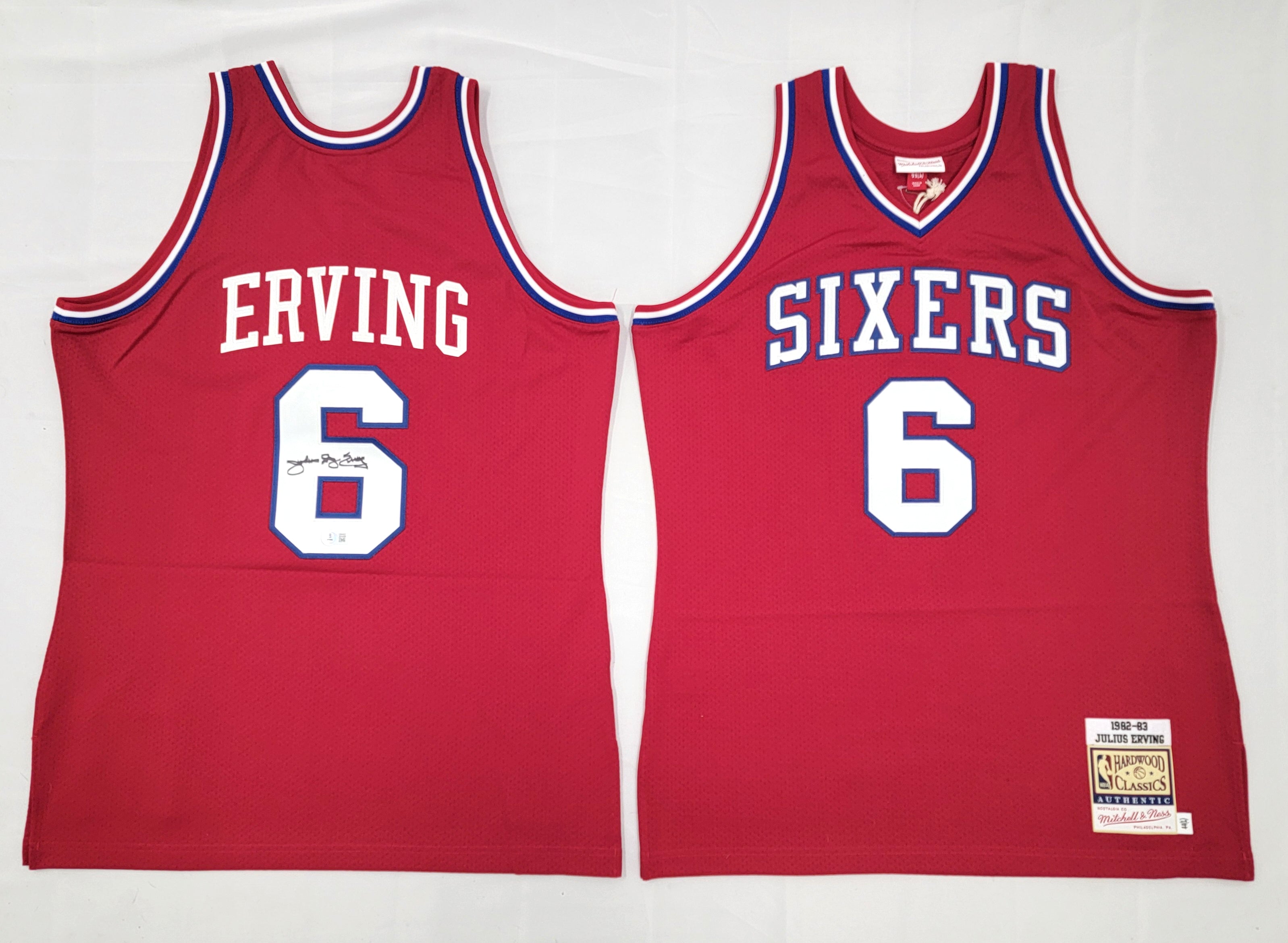  Julius Dr. J Erving Autographed Philadelphia 76ers Mitchell & Ness Authentic Jersey Beckett Witnessed