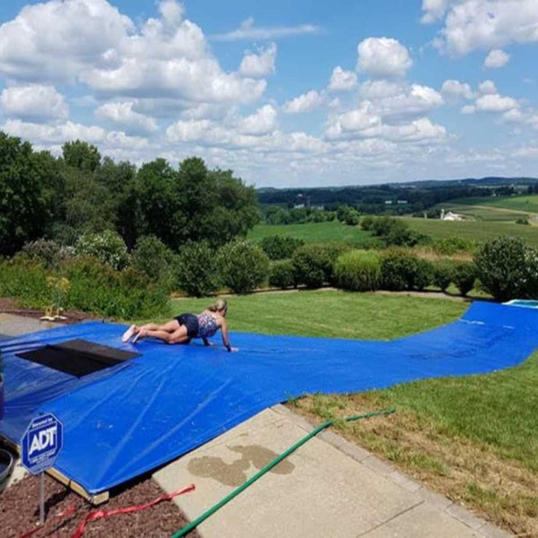 Customer used this poly tarp as a water slide