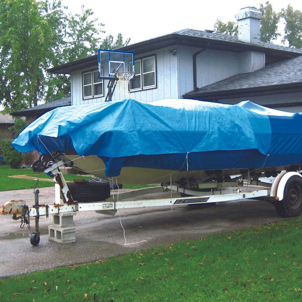 5 mil Blue poly tarp used to cover boat