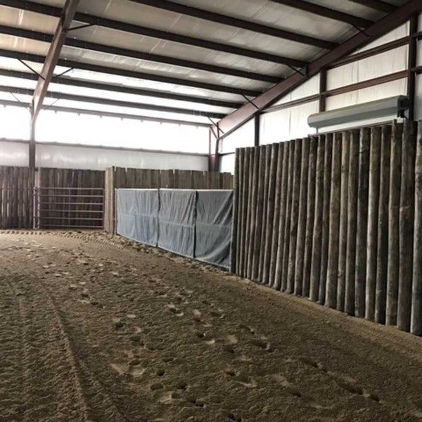 Treated canvas tarps used for privacy covers in a horse stable