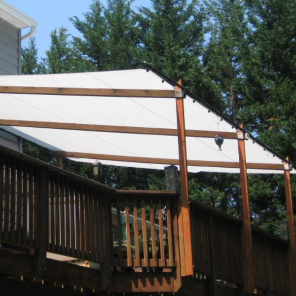 10 Mil heavy duty white poly tarp used as a canopy for house deck/balcony