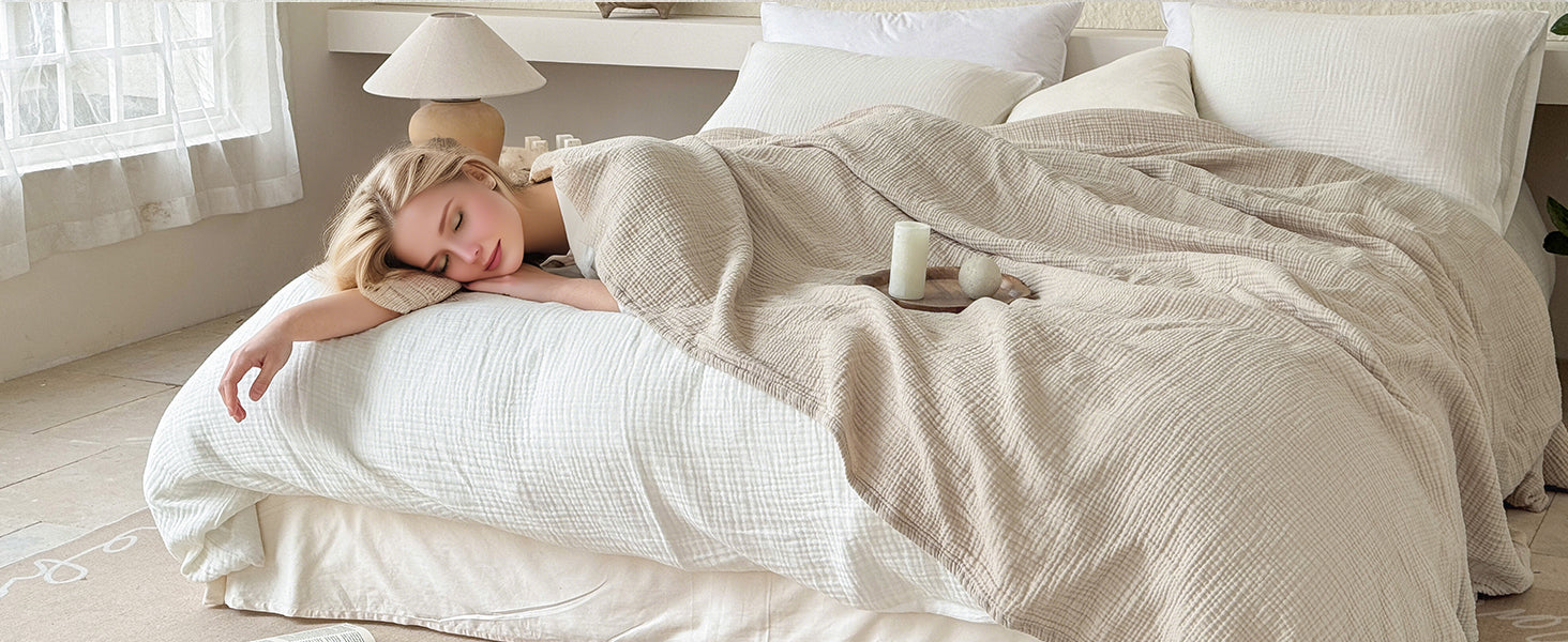 Simple&Opulence Cotton Muslin Bed Blanket for bed
