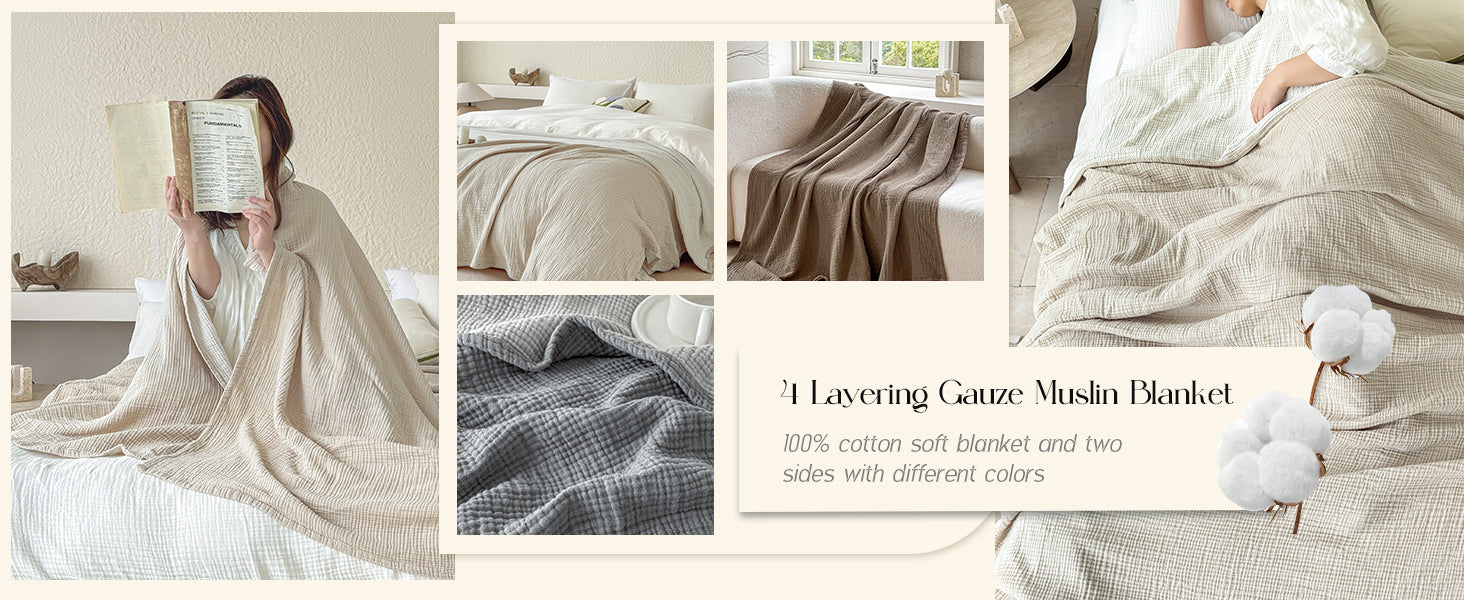 Simple&Opulence 4 Layering Gauze Muslin Blanket