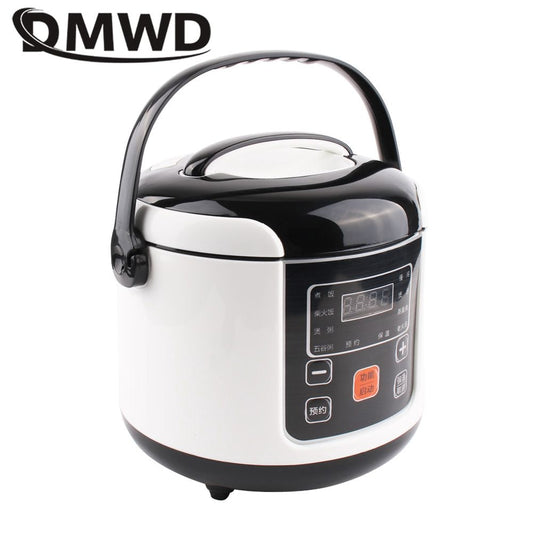 DMWD Electric Mini Rice Cooker Car Use Household Eggs Food Steamer Soup  Porridge Cooking Machine Heating Lunch Box 1.6L 12V 24V