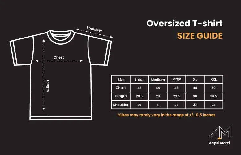 oversized tshirt size chart