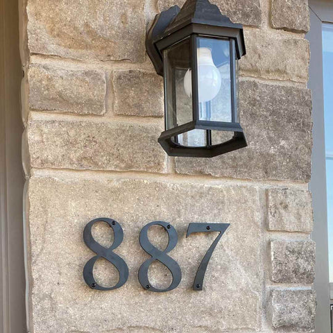 Roman Serif house numbers for an easy to read address sign