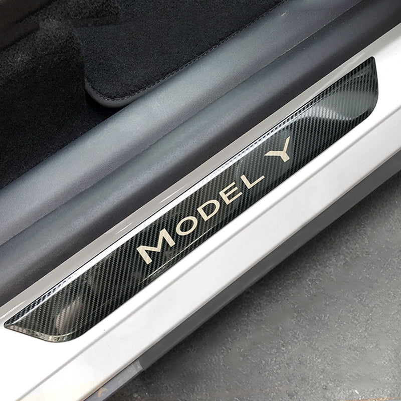 EVBASE Tesla Door Sill Protector Model 3 Y Carbon Fiber Texture Door S -  EVBASE-Premium EV&Tesla Accessories
