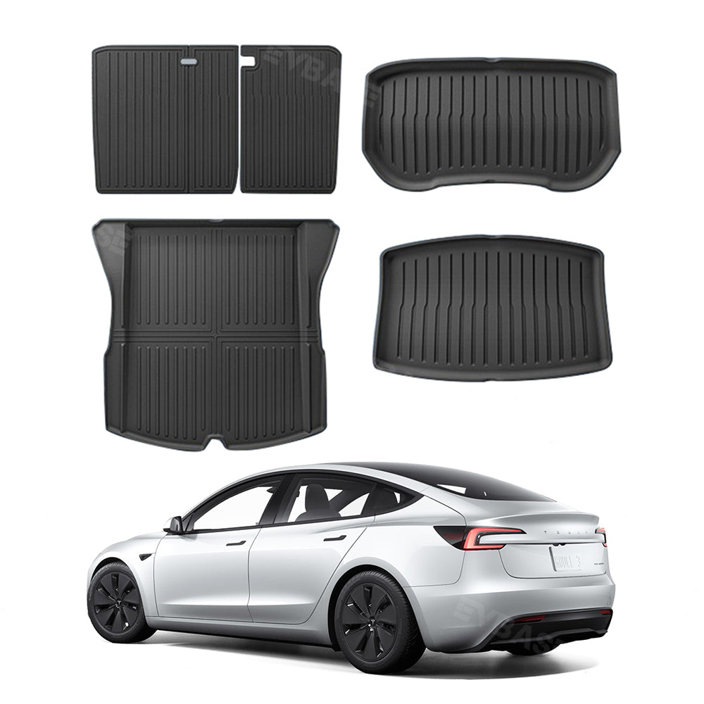 Tesla Model 3 Y Cargo Mat Cargo Liners 3D TPE All Weather Trunk Frunk -  EVBASE-Premium EV&Tesla Accessories