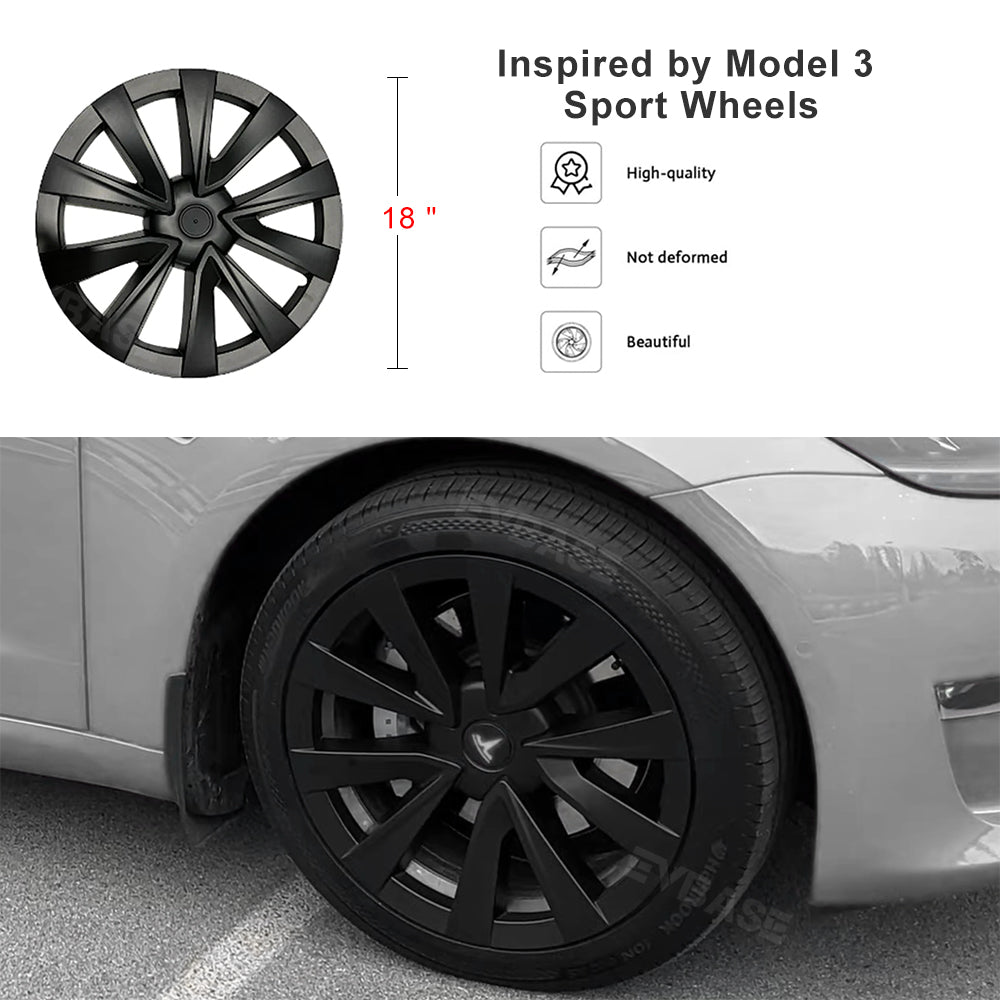 Tesla Model 3 18inch Wheel Covers Model 3 2017-2023 Wheel Caps Inspire -  EVBASE-Premium EV&Tesla Accessories