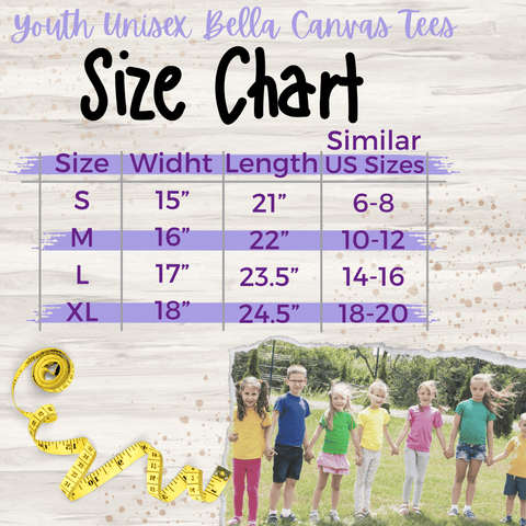 Youth Cotton Shirt Size Chart