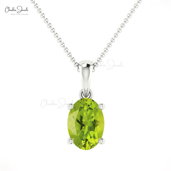 4mm Square Cut Natural Peridot Pendant For Women, 14k Solid Gold Gemst