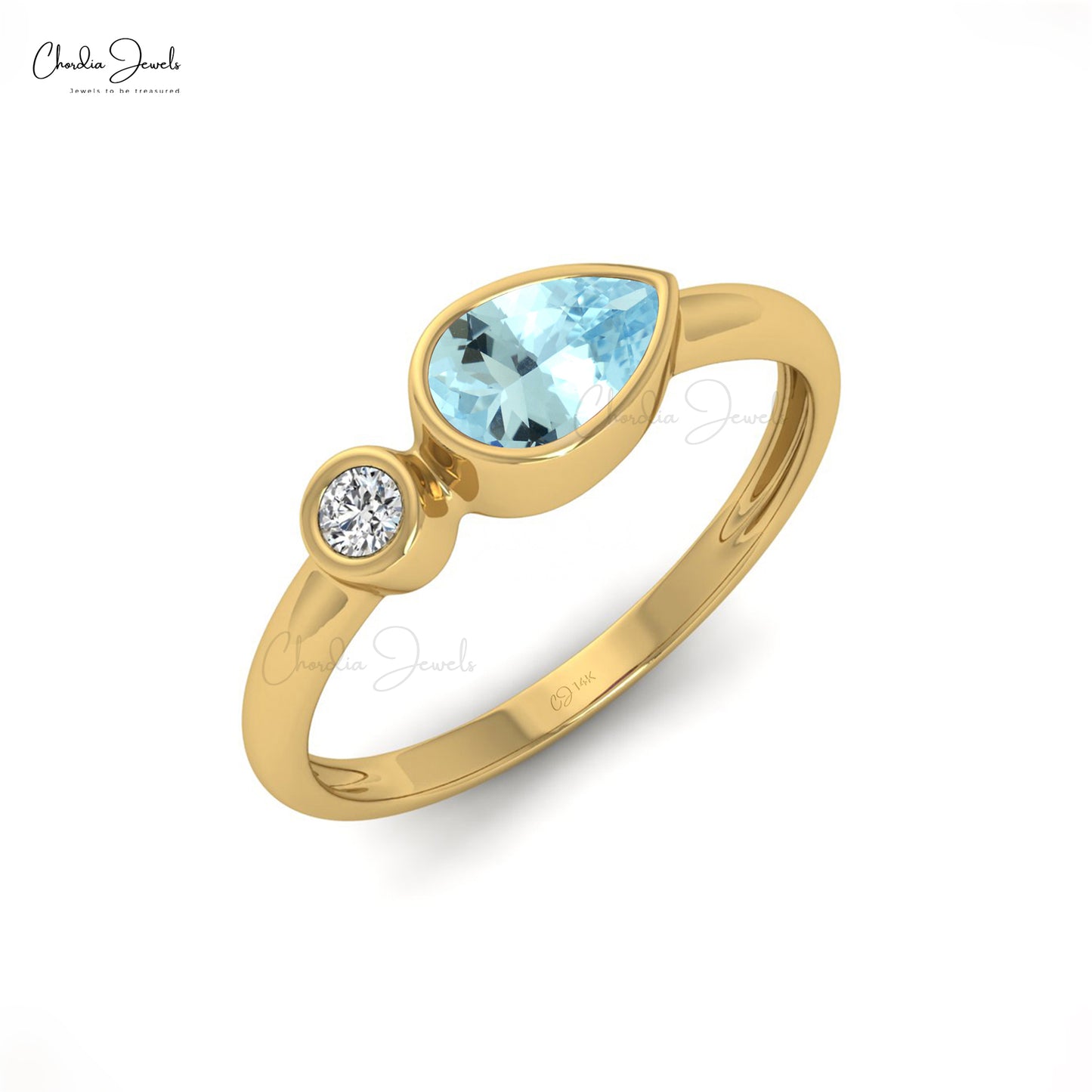 Shop Aquamarine Stone Ring in 14k Real Gold | Chordia Jewels