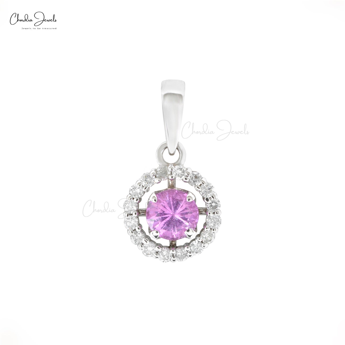 Natural Pink Sapphire Necklace, 14k Solid Gold Diamond Necklace, 0.75