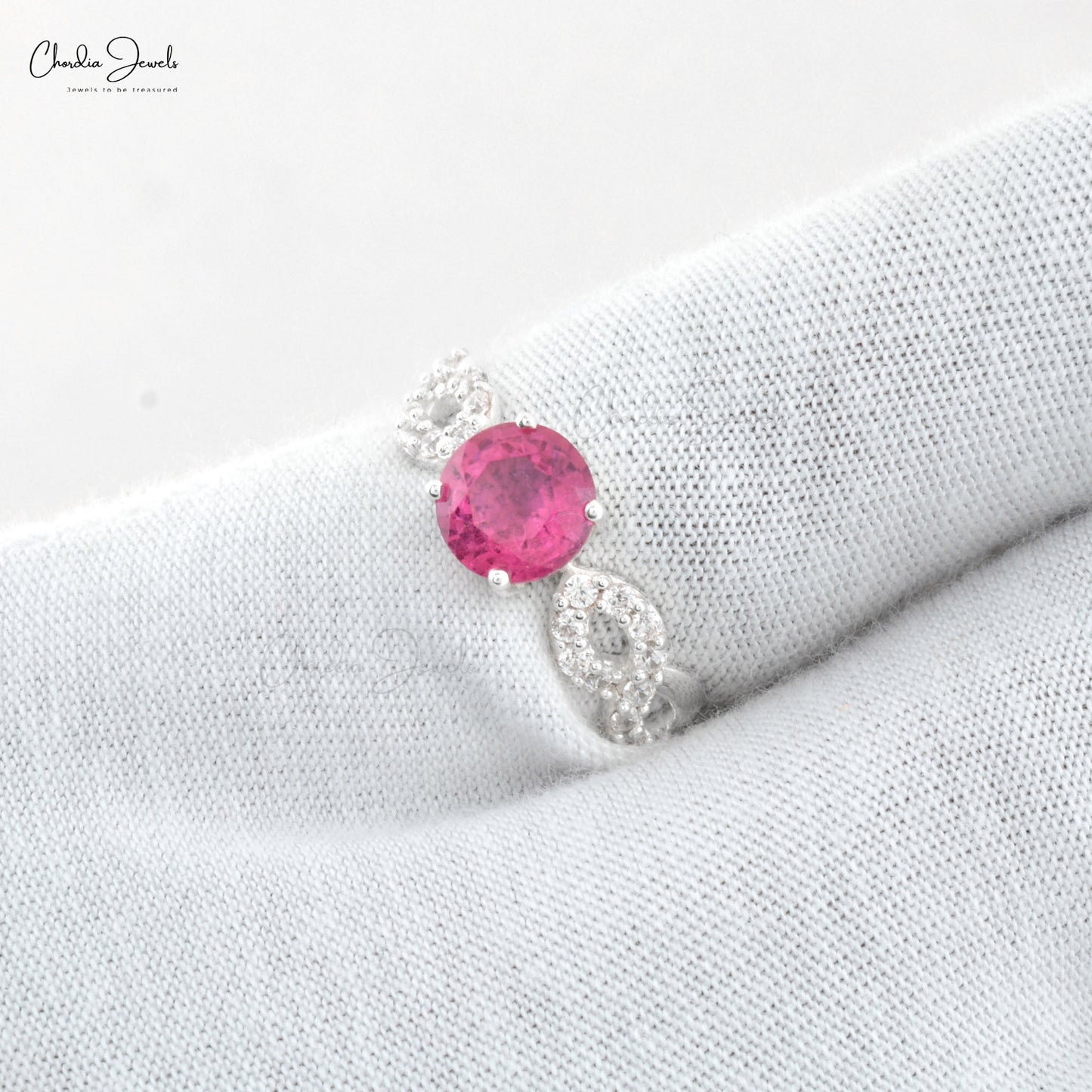Load image into Gallery viewer, Round-Cut Tourmaline Criss Cross Ring backed in High Finish Silver
