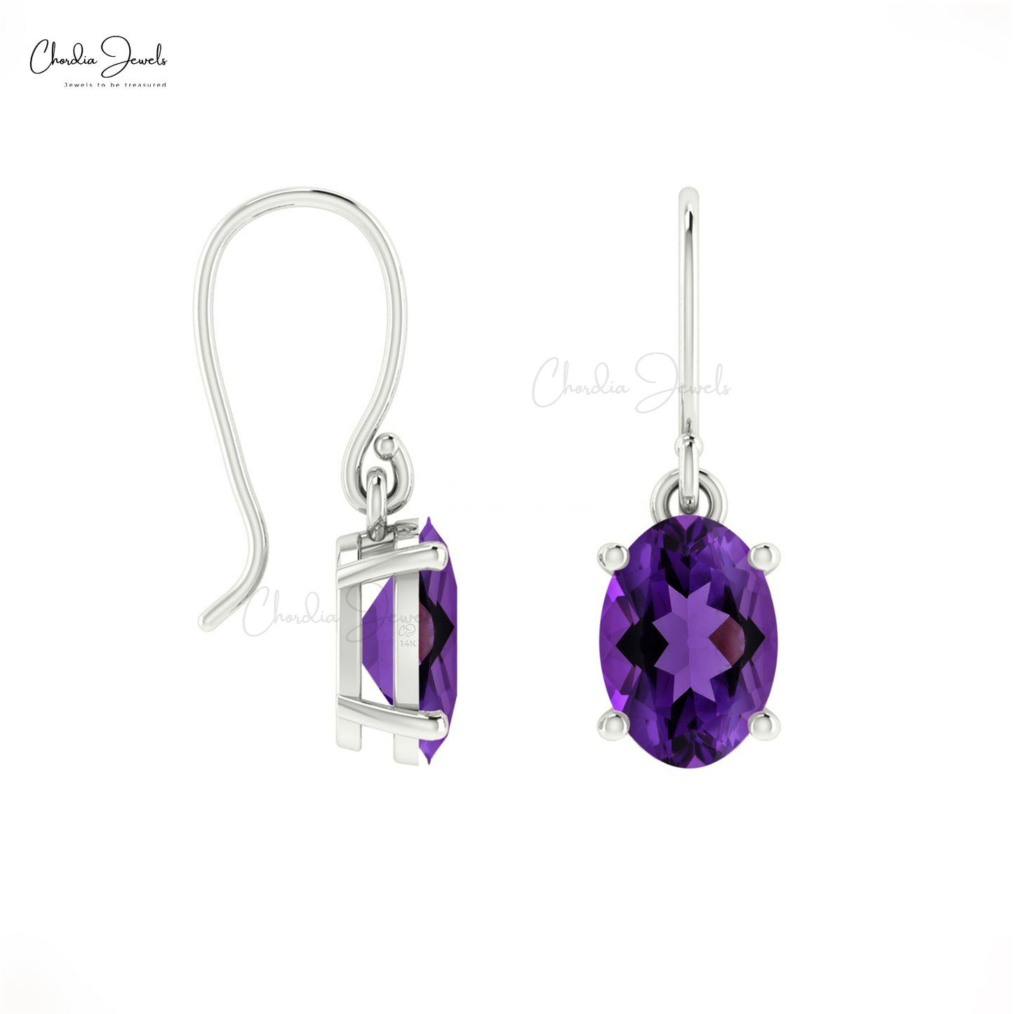 Buy Natural Amethyst Earrings in 14k Solid Rose Gold for Her