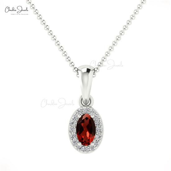 AAA Quality Gold Garnet Pendant in 14k Solid Gold for Women