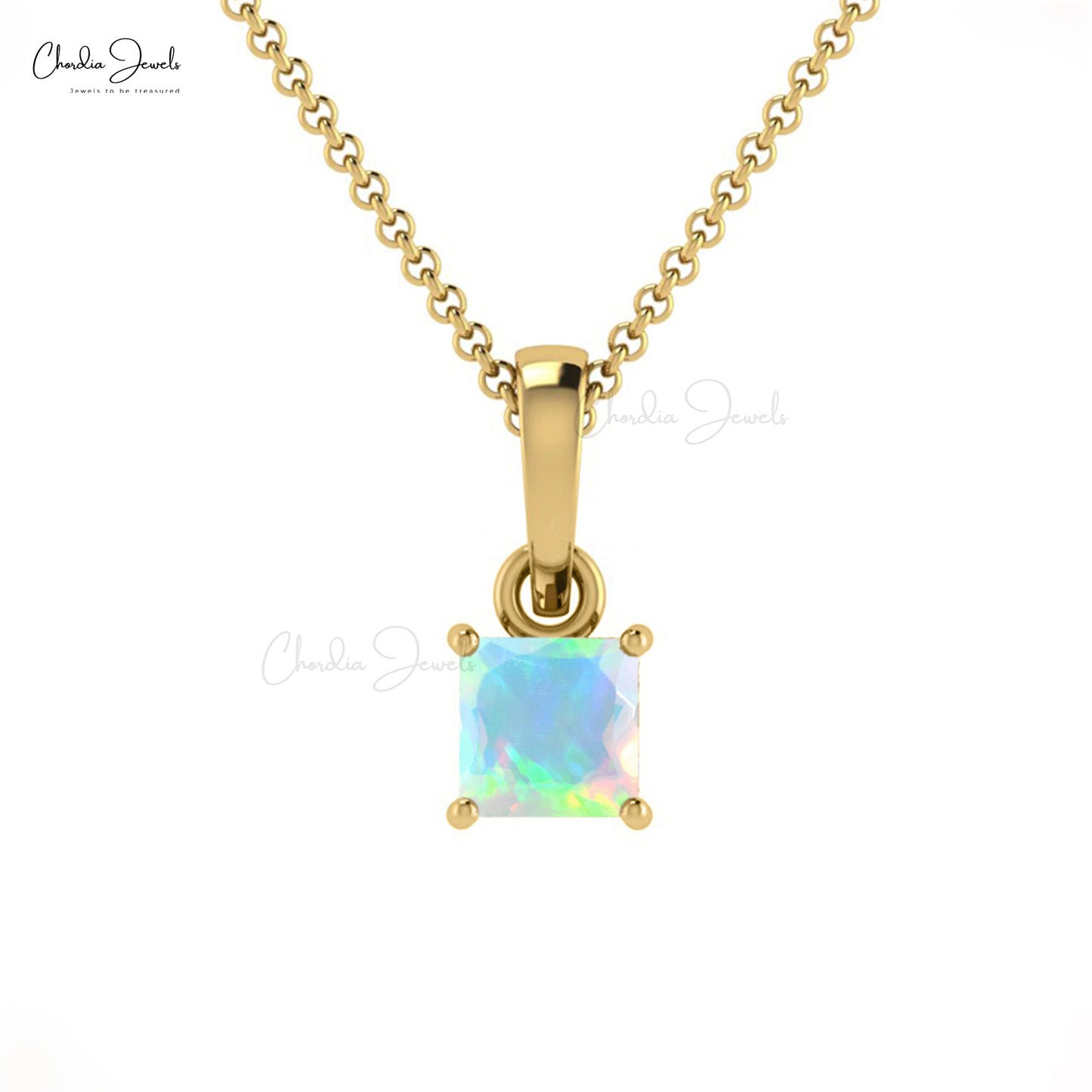 Angara Natural Fire Opal Solitaire Pendant Necklace for Women