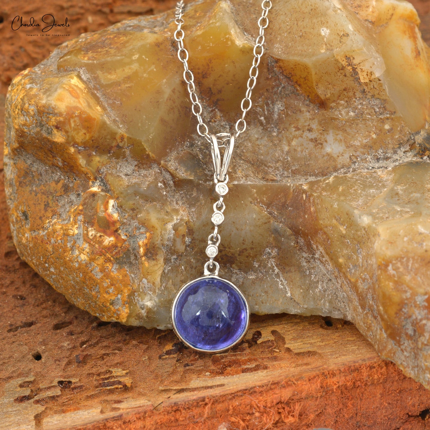 Natural Tanzanite and 2.19 Ct White Diamond Engagement Pendant