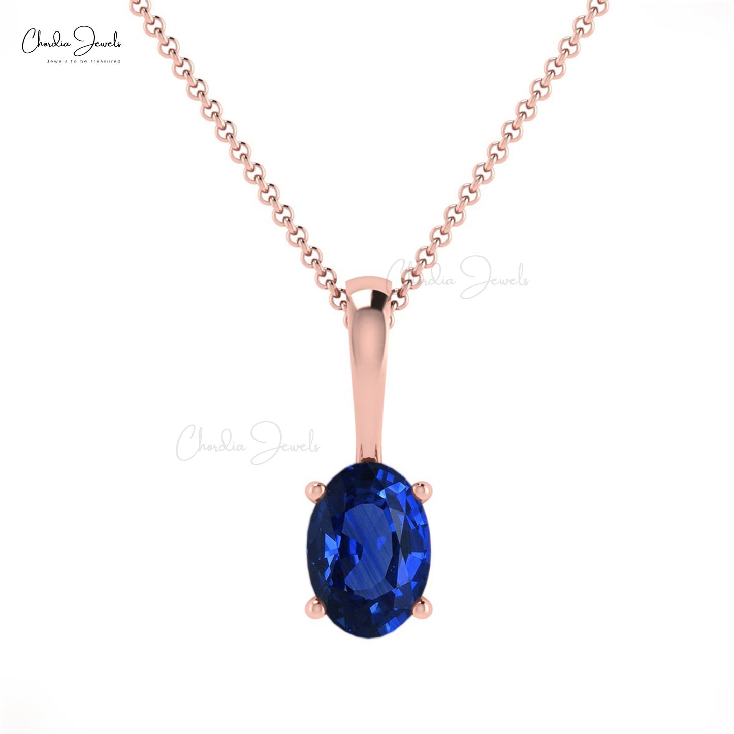 September Birthstone Natural Blue Sapphire and Diamond Pendant