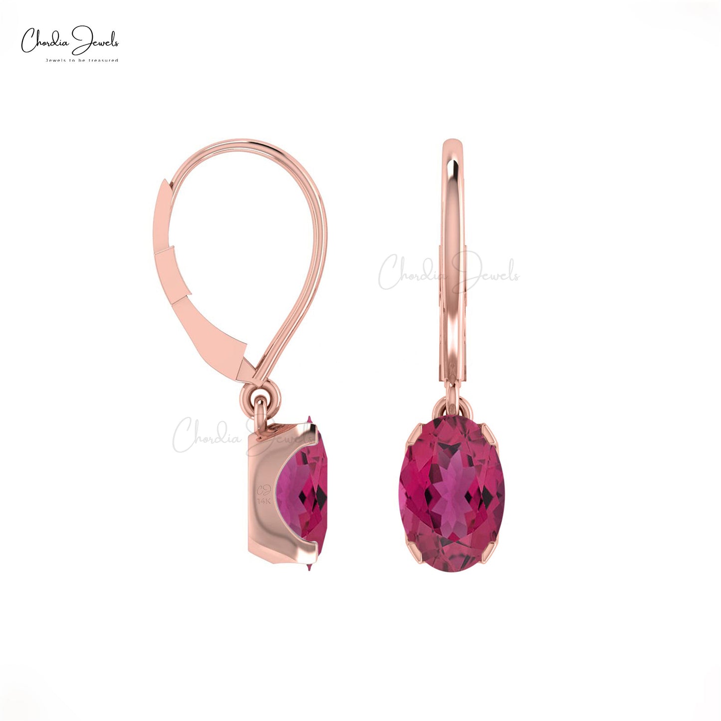 Buy Rainbow Moonstone & Tourmaline Dangle Earrings in 14k Rose Gold