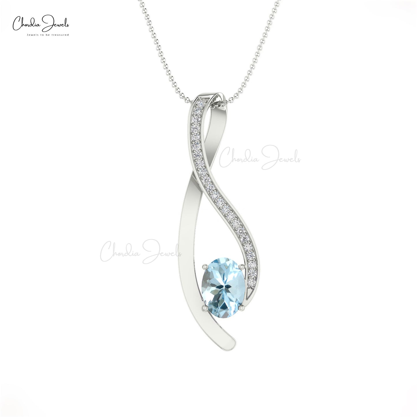 Natural Aquamarine Pendant, 14k Solid Rose Gold Diamond Halo Pendant,