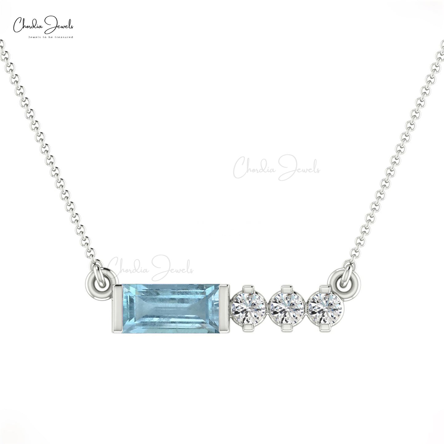 ANGARA Natural Aquamarine Solitaire Pendant Necklace for Women