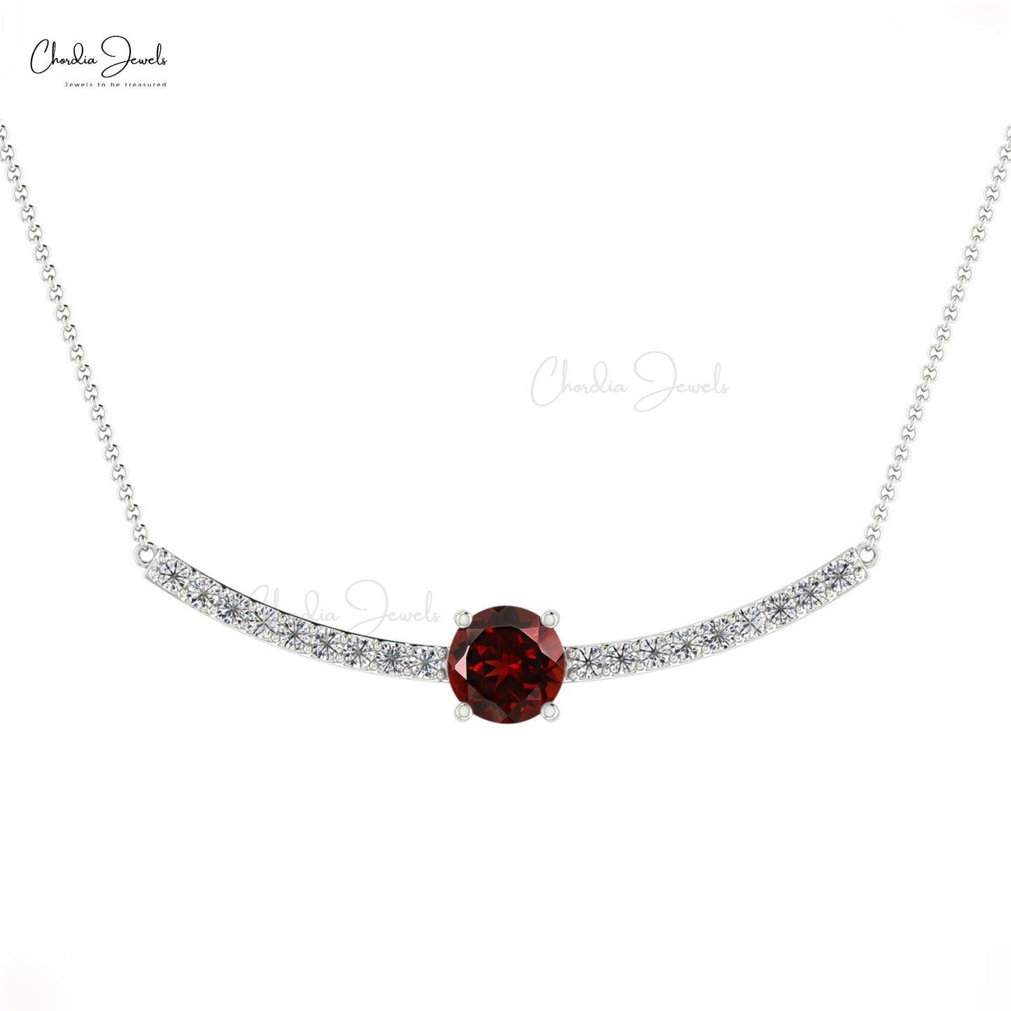 January Birthstone Garnet Necklace for Women in 14k Solid Gold