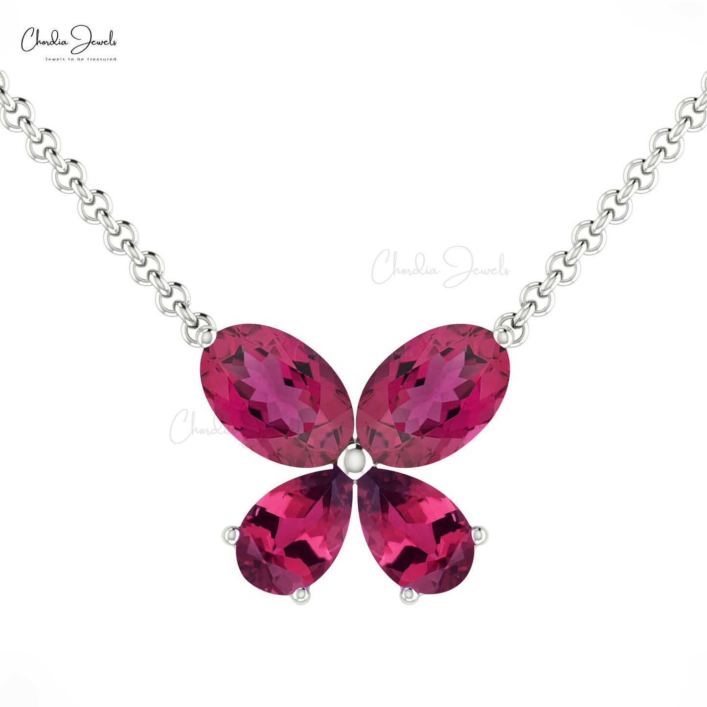 Angara Natural Pink Tourmaline Solitaire Pendant Necklace for