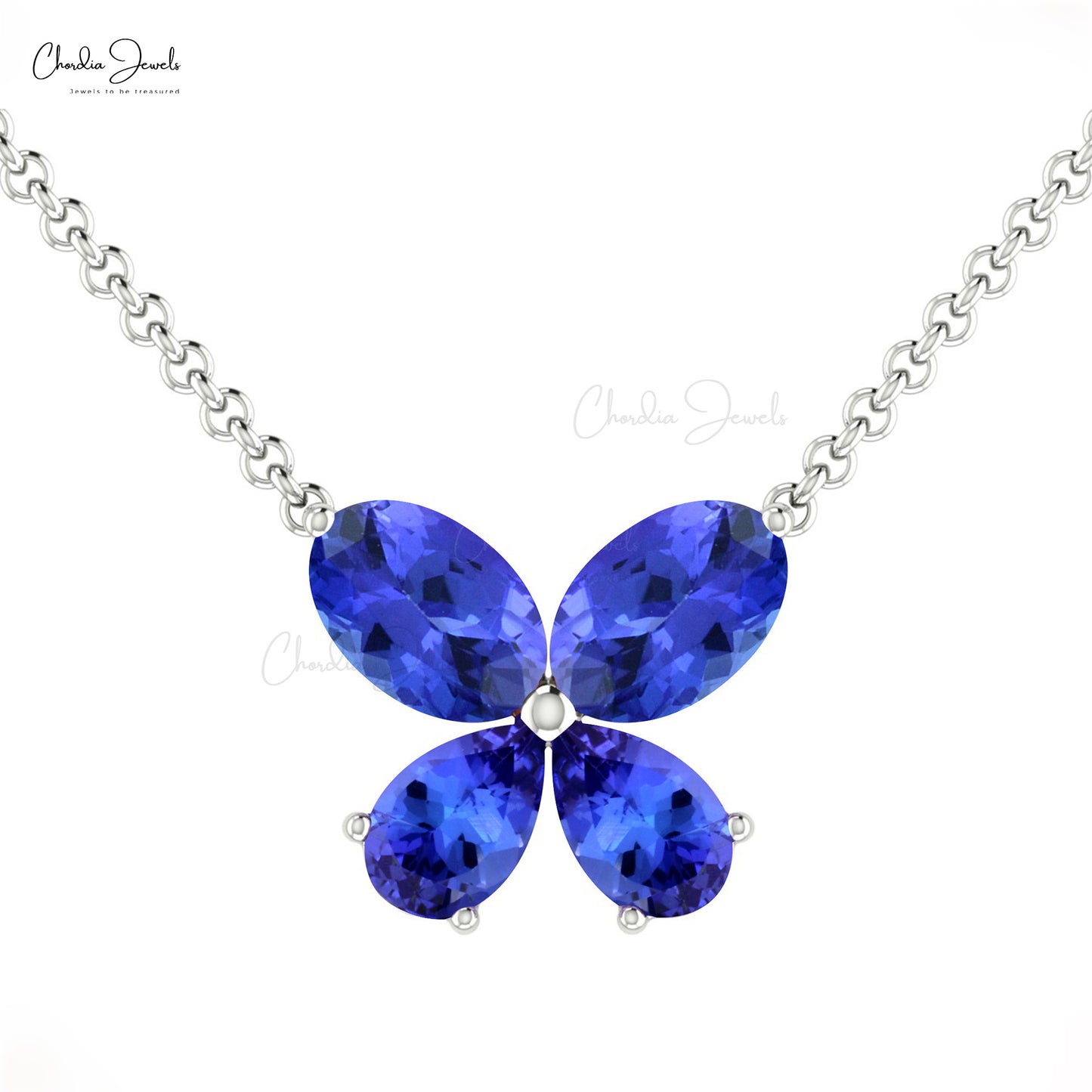 Genuine Three Stone Aquamarine and Tanzanite Necklace |Chordia jewels