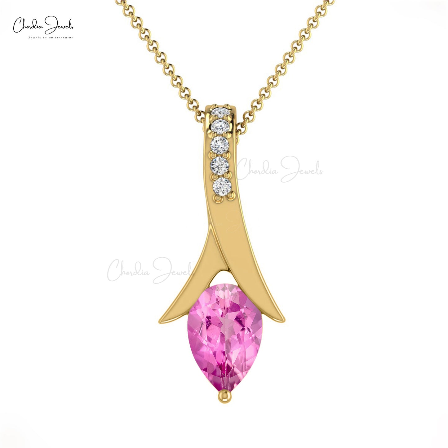 Buy Our Natural Pink Sapphire and White Diamond Dangling Pendant