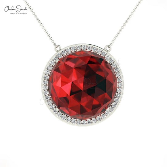 Natural January Birthstone Gold Garnet Necklace in 14k Solid Gold