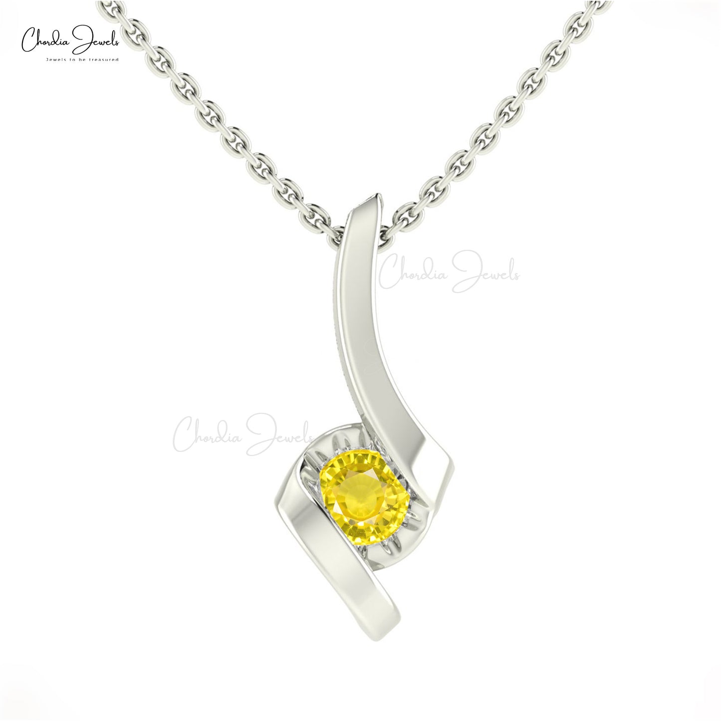 Yellow Sapphire Solitaire Pendant in 14k Solid Gold | Chordia Jewels