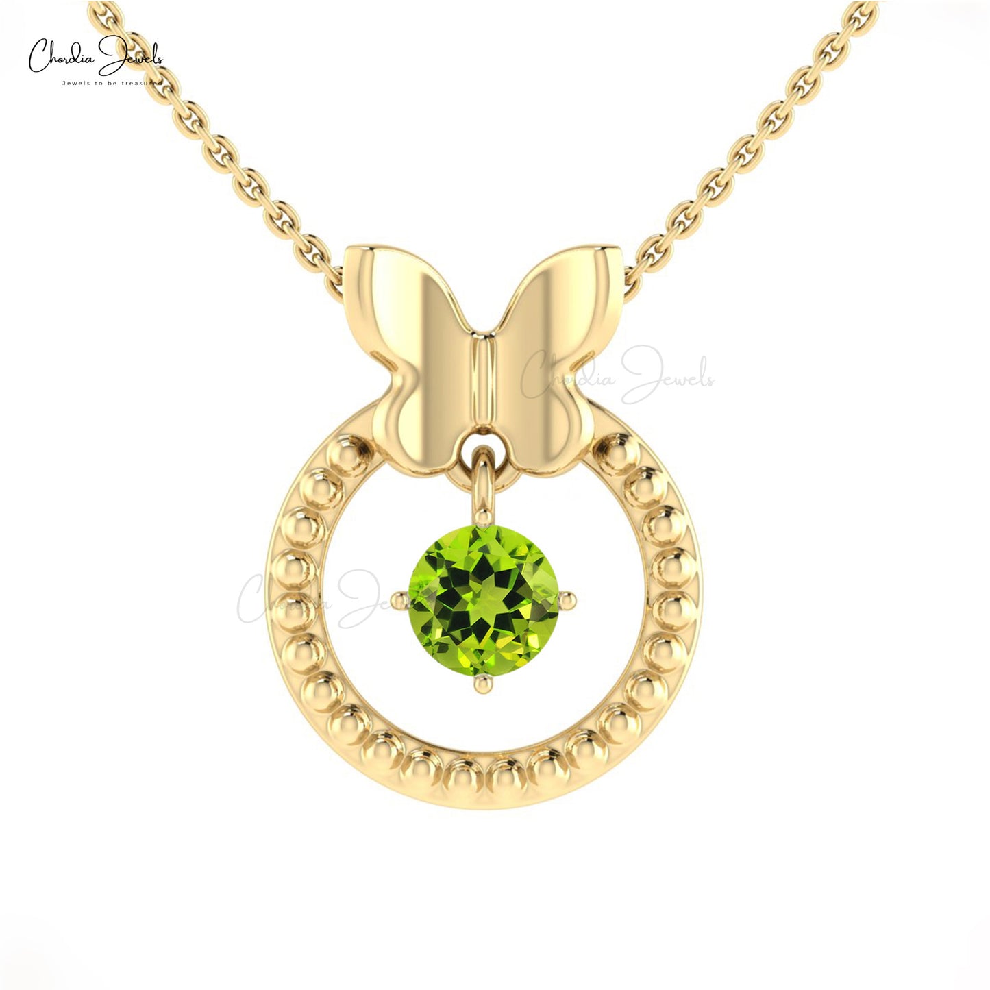 4mm Square Cut Natural Peridot Pendant For Women, 14k Solid Gold Gemst