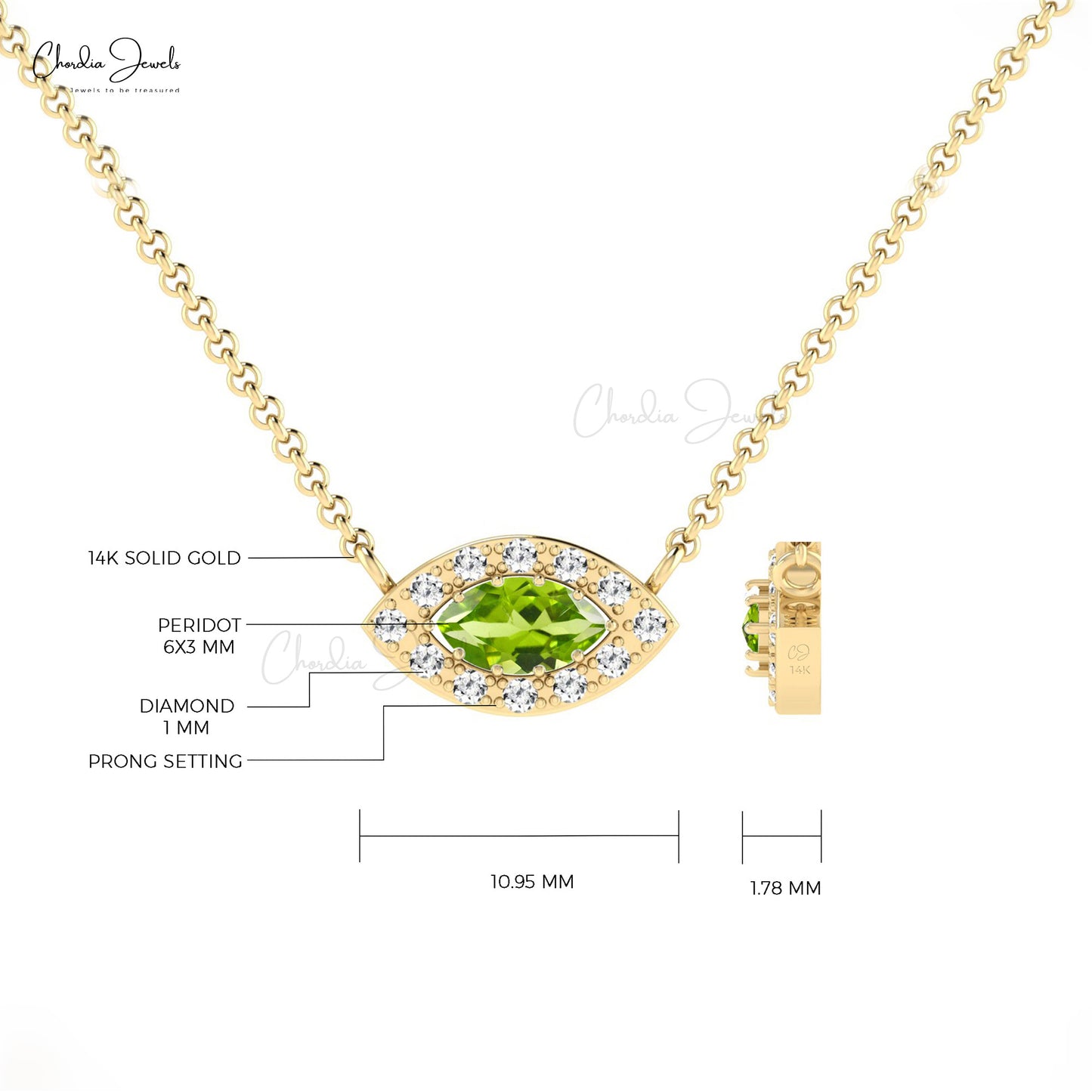 Transformation Peridot Dainty Spiral Necklace