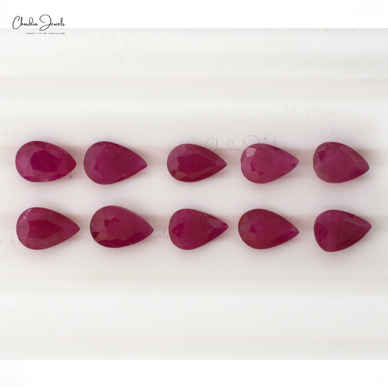 High Quality Loose Genuine Ruby Faceted Pear 8x6mm, 1 Piece