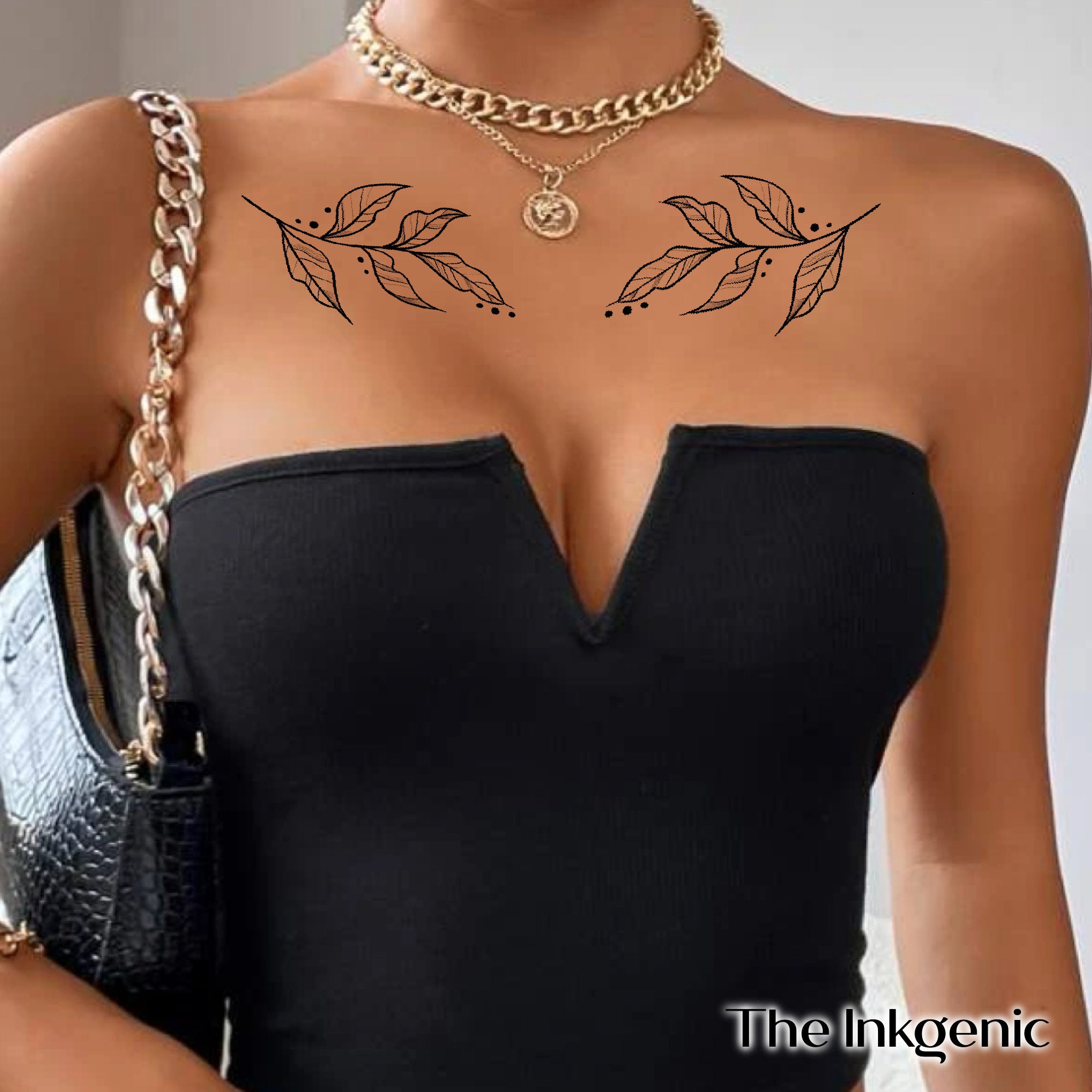 girl with tattoos on chest | Midjourney