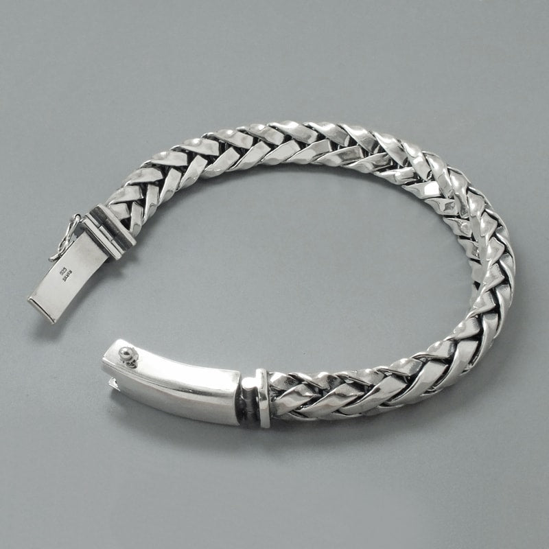 Solid Sterling Silver Woven Bracelet for Men – Prjewel Studio