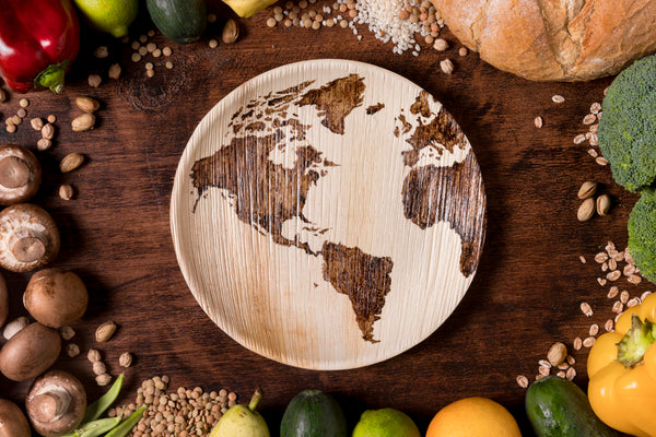 An image of the world on a wooden plate