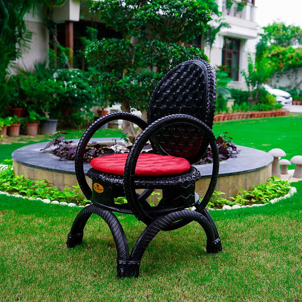 Upcycled Arm Chair with Red Cushion