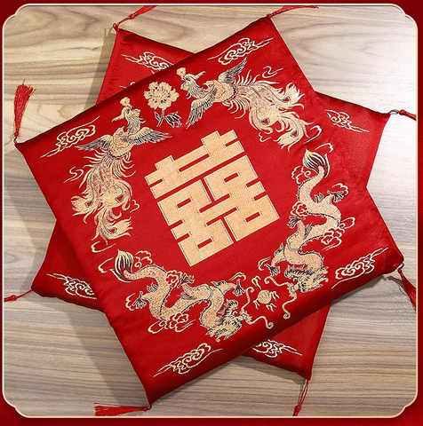 Double Happiness Dragon Phoenix Kneeling Cushion Pads for chinese vietnamese wedding