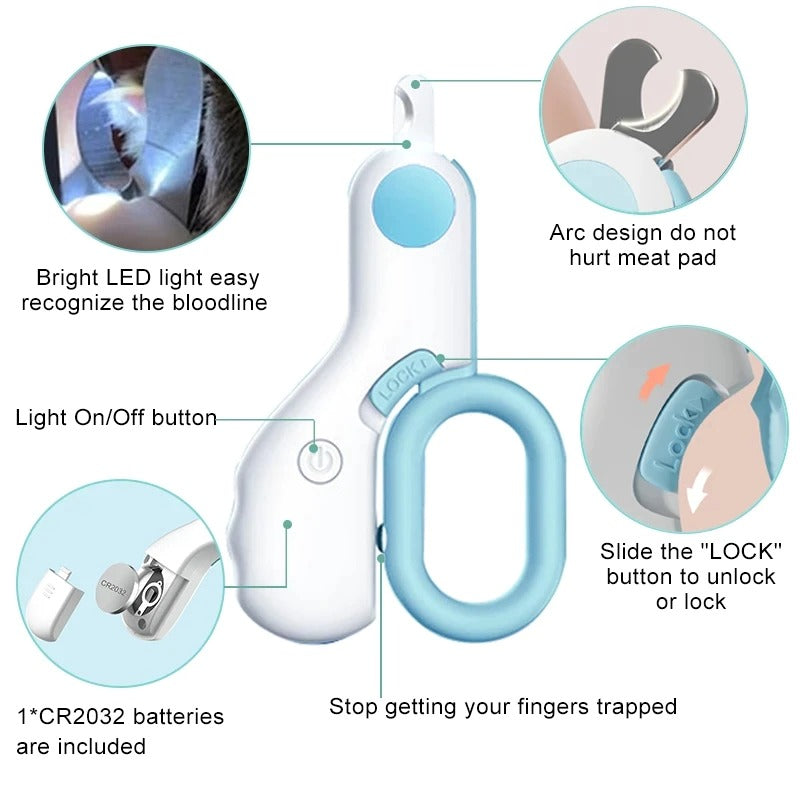 Cat Dogs Nail Clipper Cutter With Led Light Scissors - Product features