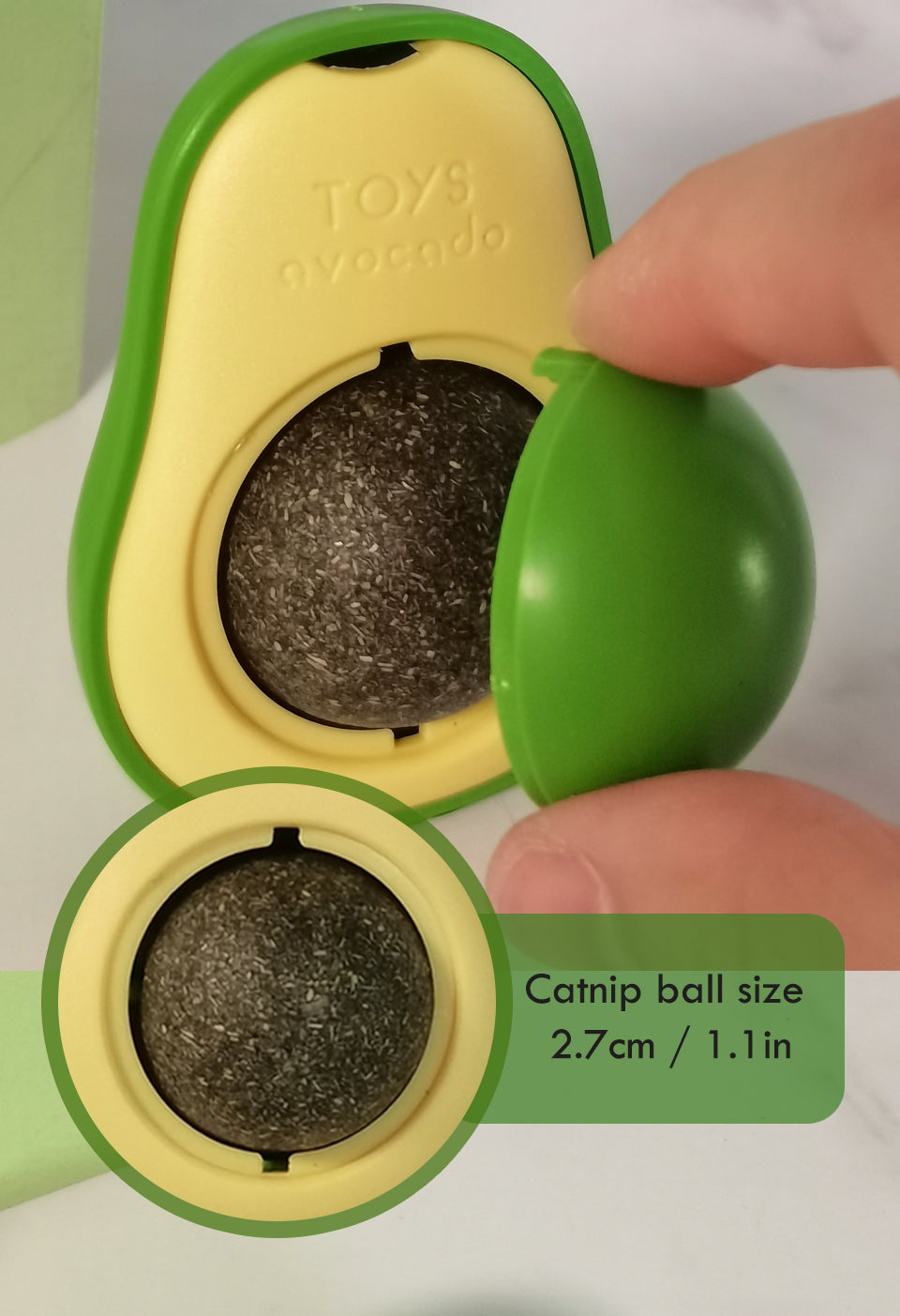 Catnip Ball Toy for Cat Licking Avocado Ball - Detail Size