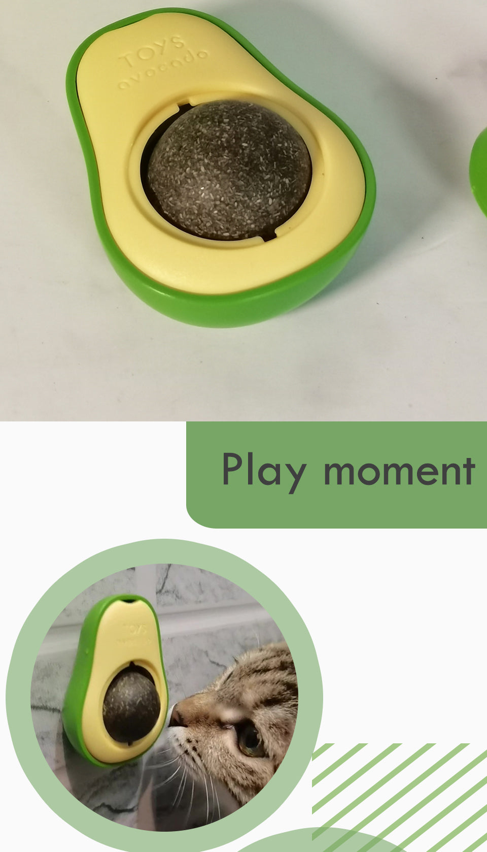 Catnip Ball Toy for Cat Licking Avocado Ball - Play moment