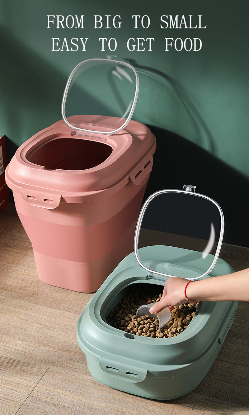 Collapsible Dog Food Storage Container - Easy to get food
