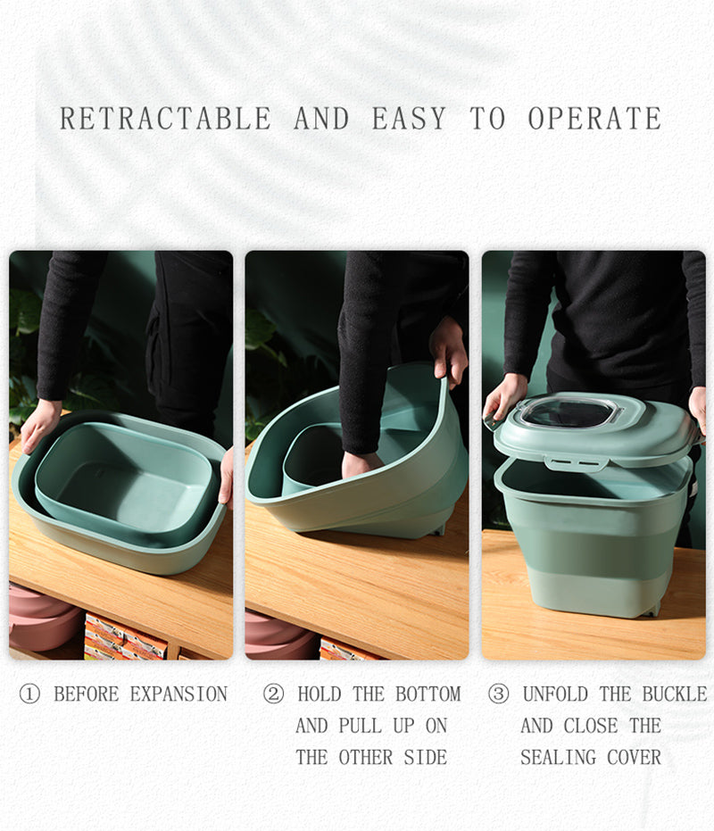 Collapsible Dog Food Storage Container - Retractable and easy to operate