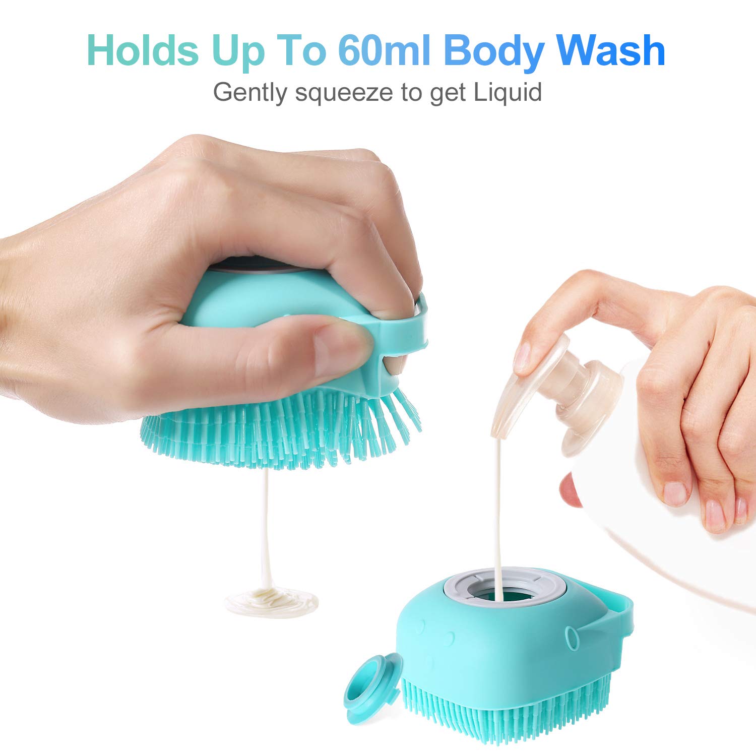 Dog Cat Bath Brush Comb Silicone Rubber - Holds up to 60ml Body Wash