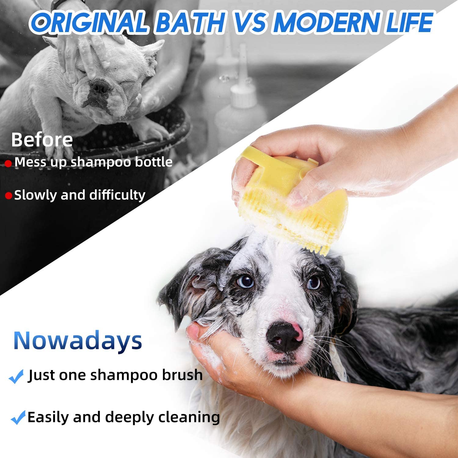 Dog Cat Bath Brush Comb Silicone Rubber - Just one shampoo brush