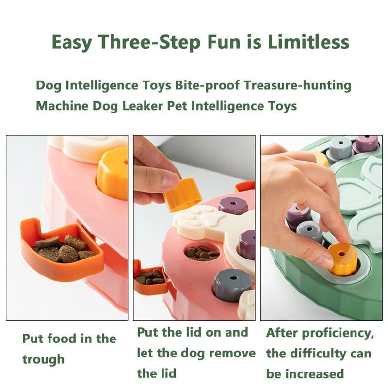 Interactive Dog Food Puzzle Pet Slow Feeder - Easy Three-Step Fun is Limitless